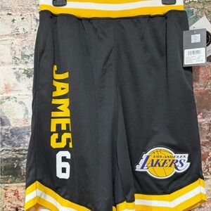 NWT LA Lakers Black Yellow and purple Bball shorts and Socks size Small